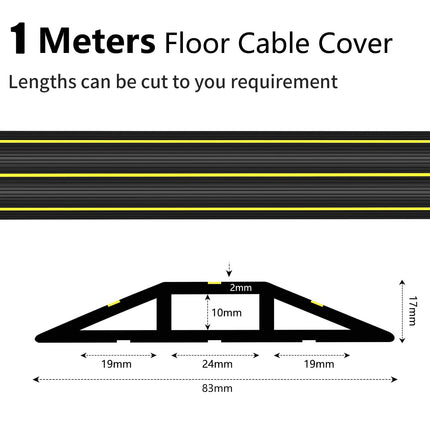 Hniuyun Floor Cable Cover, Cable Covers for Wires on the Floor, Heavy Duty Cable Protector, 3 Channels, Cable Management, Electrical Cable Splitter for Home, Office and Outdoor (1 m)