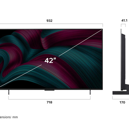 LG OLED42C5ELB teler 42-tolline (106 cm) 4K OLED evo AI-teler (α9 Gen8 4K AI protsessor, webOS 25, 120 Hz (VRR kuni 144 Hz)) [mudeliaasta 2025]