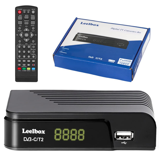 Kaabelvastuvõtja DVB-C/DVB-T2 digitaalne maapealne dekooder, kombineeritud (HD1080p/H.264, MPEG-2, HDTV, SCART, USB 2.0, PVR) FullHD TV kaabelvastuvõtja puldi ja kaabliga