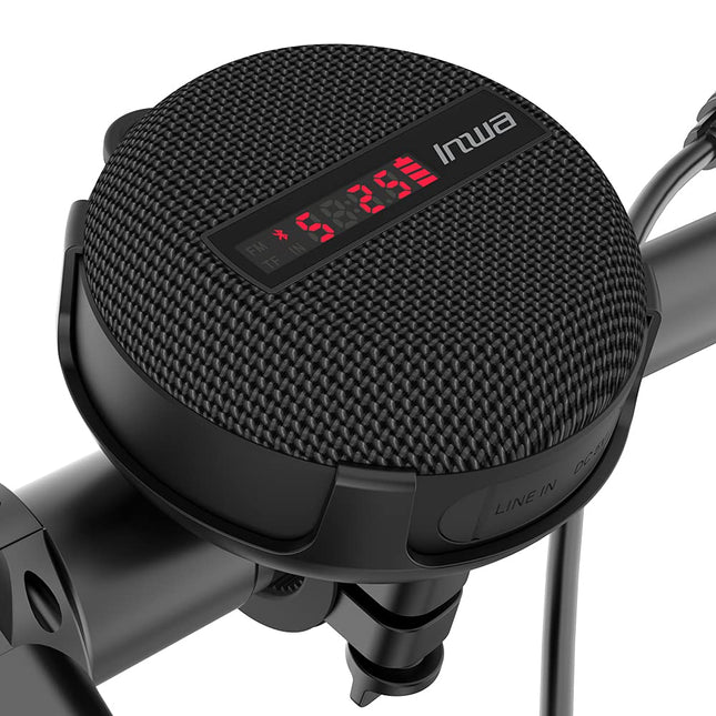 Inwa Bluetooth Bicycle Speaker Portable, 5w8H IPX7 Equipped with Bike Stand, Carabiner Hook, Built-in Microphone, TF Card Mode, 480 Min Playtime (Speed ​​Display)