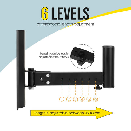 Supaway 2X Speaker Wall Mount Speakers Swivel 180° Robust Speaker Mount Tilt 60° Speaker Wall Mount Universal Speaker Wall Mount, Single Load Capacity 40 kg