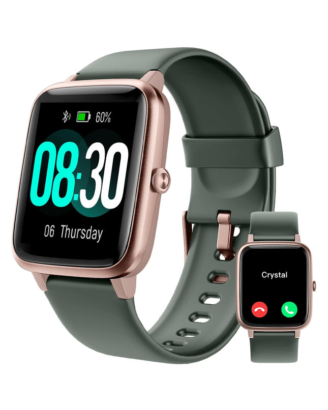 GRV Smartwatch for women men with phone function, fitness watch with heart rate measurement, SpO2, pedometer, sleep monitor, multi training modes for iOS Android mobile phone