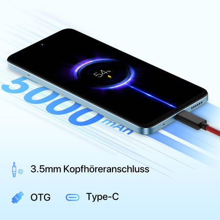 UMIDIGI mobiiltelefon Android 14, 8(4+4)+256GB/1TB TF nutitelefon ilma lepinguta, 120Hz 6.8-tolline HD+ nutitelefon, Bluetooth 5.2, 5000mAh, Octa Core, 4G kahe SIM-kaardiga/Face ID/Sõrmejäljelugeja/13MP/GPS/OTG-Note 100A sinine