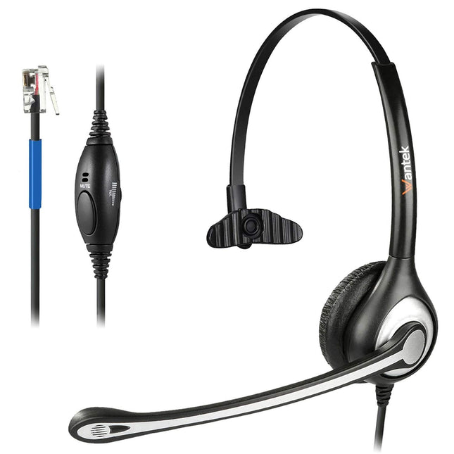 Wantek RJ9 Telephone Headset with Microphone Noise Cancelling &amp; Volume Control, Landline Telephone Headphones for Cisco Telephone 6921 6941 6945 7841 7942 7945 7960 7965 8811 8851(Y600C1)