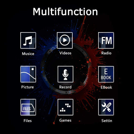 MP3-mängija, muusikapleier 16 GB Micro SD-kaardiga, üliõhuke muusikapleier sisseehitatud kõlariga, fotovaatur, videoesitus, FM-raadio, diktofon, e-raamatute lugeja