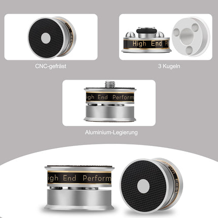YuanYong 4 tk 39x24mm kõlari isolatsioonijalad HiFi kõlari naelad padjad isolatsioonijalad subwooferi naelad helivõimendi jalad tipptasemel kõlaritele CD/DVD-mängija läbimõõt (hõbedane)