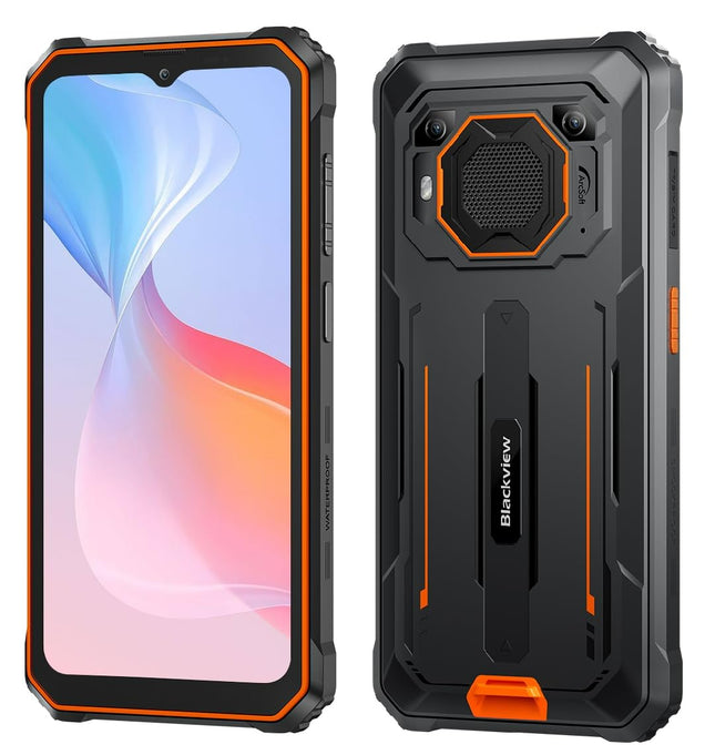 Lepinguvaba õuetelefon Blackview BV6200 PRO, 13000mAh aku, 8GB+128GB (1TB laiendusvõimalus), 6.56'' HD+, ArcSoft® 13MP+8MP, Android 13 DUAL SIM IP68 MIL-STD-810H veekindel nutitelefon, oranž