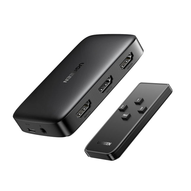 UGREEN HDMI 1.4 lüliti 4K 3 sisse 1 väljundiga HDMI jaotur HDMI jaotur kaugjuhtimispult HDMI lüliti toetab 4K, 3D ja HDR-i teleripulga, teleri, arvuti, mängukonsooli, lüliti, PS5/4, Xboxi ja Blu-Ray mängija jaoks.