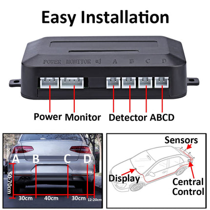 MOCNT auto parkimisabi 4 tagumist andurit tagurdamisabi sõiduki tagurdamisalarm parkimissüsteem parkimisandurid tagurdamisparkimisabi 12V LCD-ekraan helisignaal sinine