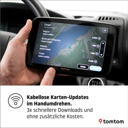Tomtom Camping Navi GO Camper Max (7-tolline HD-ekraan, huvipunktid matkaautodele ja haagissuvilatele, uuendused WiFi kaudu, liiklusummikute vältimine tänu Tomtom Trafficule, maailmakaardi uuendused)