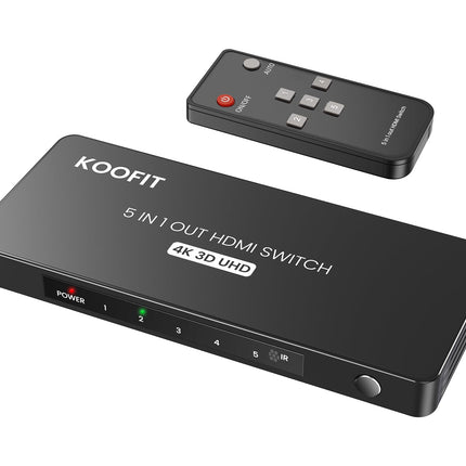 HDMI-lüliti 4K, HDMI-jaotur 5 sisendit ja 1 väljundit koos IR-kaugjuhtimispuldiga, lüliti 5 pordi valikukast toetab HDCP 2.2 HDR10 3D 18Gbps 4K 3D HDR-i teleripulgale HDTV Xboxile