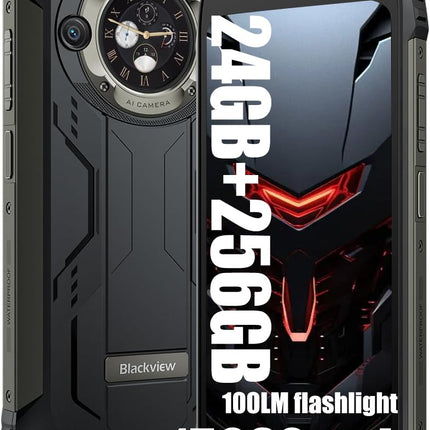 Blackview BV9300 Pro 24GB + 256GB Mobile Phone, Shatterproof, Dual Screen 6.7 inch FDH+, MTK G99 Unlocked Phone 4G, 15080mAh, Shatterproof, Waterproof IP68, NFC, OTG, GPS, FM, Orange