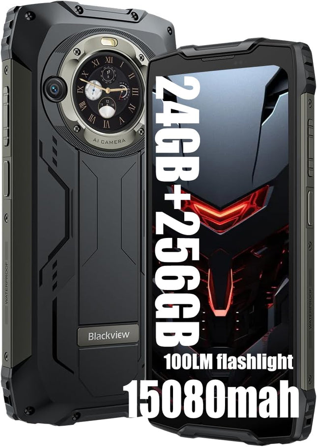 Blackview BV9300 Pro 24GB + 256GB Mobile Phone, Shatterproof, Dual Screen 6.7 inch FDH+, MTK G99 Unlocked Phone 4G, 15080mAh, Shatterproof, Waterproof IP68, NFC, OTG, GPS, FM, Orange