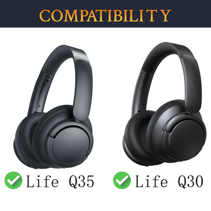 SOULWIT Cooling Gel Replacement Ear Pads for Anker Soundcore Life Q30/Q35 Headphones, Ear Pads Cushions with Ice Silk Fabric, High-Density Noise Reduction Foam