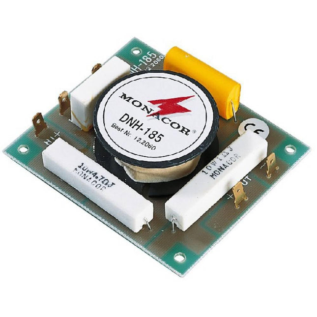MONACOR DNH-185 Mono kõrgpääsfilter 8 oomi, HiFi ja PA, võimsus 250W sisekasutuseks, kvaliteetsed komponendid