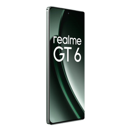 Realme GT6 nutitelefon 5G 12+256 GB, Snapdragon 8s Gen 3 kiibistik, 6000nit üliere ekraan, Sony LYT-808 OIS kaamera, 120W SUPERVOOC laadimine, 5500mAh massiivne aku, habemenuga roheline (adapterit pole)