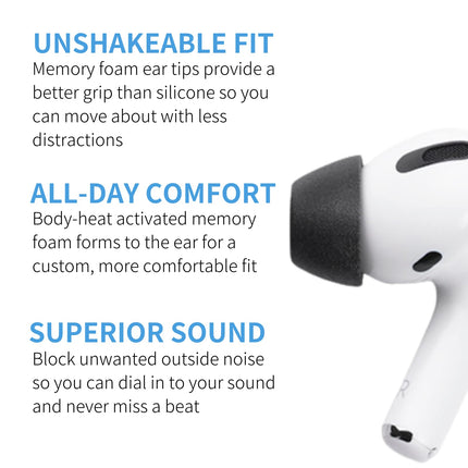 Comply Premium Foam Eartips, Compatible with AirPods Pro, All Sizes, 3 Pairs