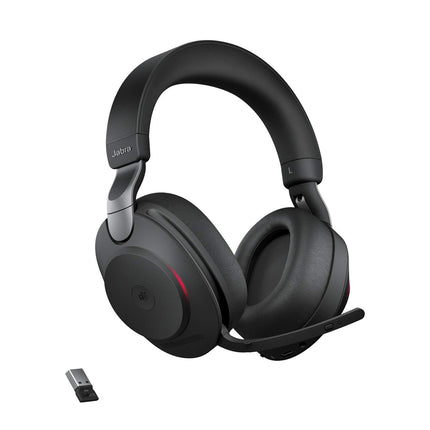 Jabra Evolve2 85 juhtmevabad arvutipeakomplektid – mürasummutavad Microsoft Teamsi sertifitseeritud stereokõrvaklapid pika tööeaga akuga – USB-A Bluetooth-adapter – must