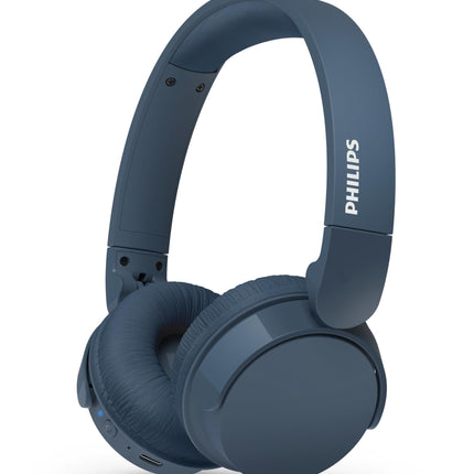PHILIPS TAH4209BL kerged kõrvapealsed juhtmevabad Bluetooth-kõrvaklapid passiivse müraisolatsiooniga – 55 tundi mänguaega, selged kõned, dünaamiline bass, 2 tundi USB-C laadimist – sinised