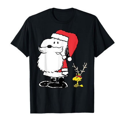 Peanuts Holiday Snoopy Woodstock Antlers Santa Claus T-Shirt