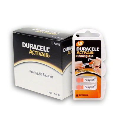 60x Duracell Activair Type 13 Orange Hearing Aid Batteries