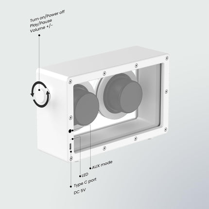 JAYINE Portable Bluetooth Speaker, 16W Minimalist Speakers, Bluetooth Wireless Loud Speakers, HD Powerful Sound and Wide Compatibility, V5.3 for Indoor and Outdoor, White