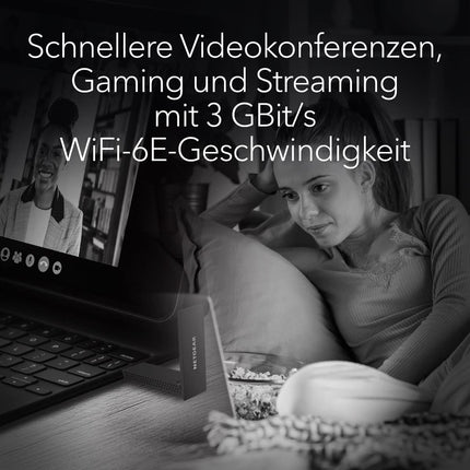 Netgear Nighthawk USB WLAN Stick WiFi 6E USB 3.0 USB-adapter (A8000) | AXE3000 internetipulk kolmeribaline traadita gigabiti kiirus (kuni 3 Gbps) | uus 6 GHz sagedusala | Windowsi arvutile