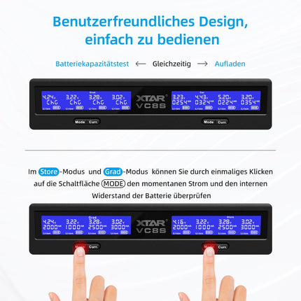 XTAR VC8S 18650 universaalne akulaadija USB-C kiirlaadija LCD-ekraaniga, mahtuvuse testi ja 8 laadimispesaga 1,2 V AA 21700 26650 laetavatele akudele – akulaadija (VC8S KT)
