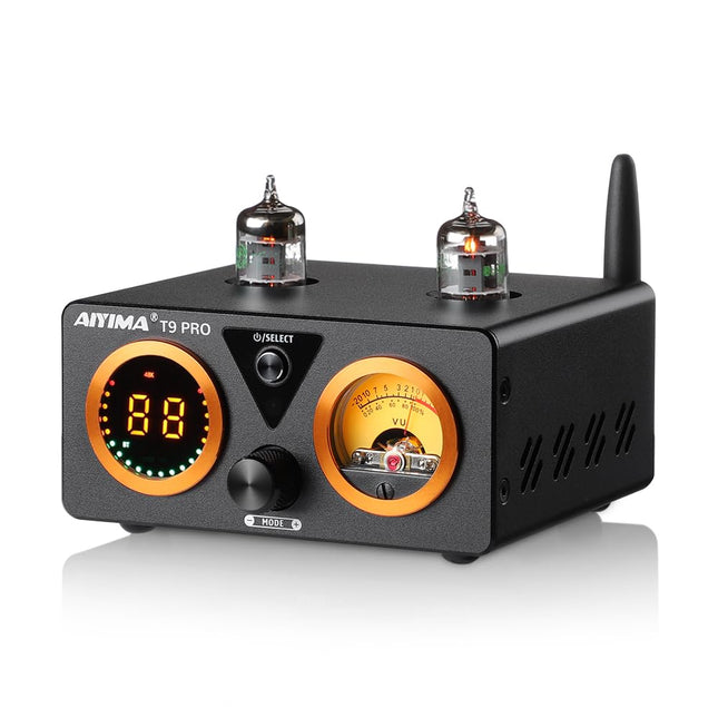 AIYIMA T9PRO JAN5725 Vacuum Tube Amplifier 100Wx2 TPA3250 Stereo USB DAC Amplifier QCC3031 Bluetooth 5.1 aptxHD Coax/Opt HiFi Home Audio Digital Amplifier with VU Meter (32V Power Supply)
