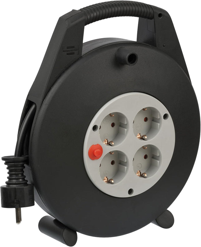 Brennenstuhl Vario Line kaablikarp 4-suunaline/minikaablirull (10m kaabel, valmistatud Saksamaal) must/hall