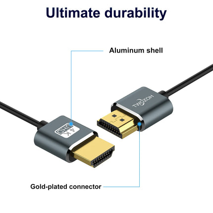 Twozoh üliõhuke 4K HDMI-kaabel 1M 3-pakendis, õhuke ja painduv HDMI 2.0 kaabel, tugi 4K/60Hz 18gbps sülearvutile, monitorile, PS5-le, PS4-le, Xbox One-ile, Fire TV-le