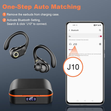 Bluetooth-kõrvaklapid spordile, kõrvasisesed kõrvaklapid, juhtmevabad Bluetooth 5.3 ENC mürasummutavad mikrofonid, HD-kõned, bass-stereoheli, kõrvaklapid, 60-tunnine mänguaeg, USB-C laadimisümbris, LED-ekraan, IP7 veekindlad kõrvaklapid