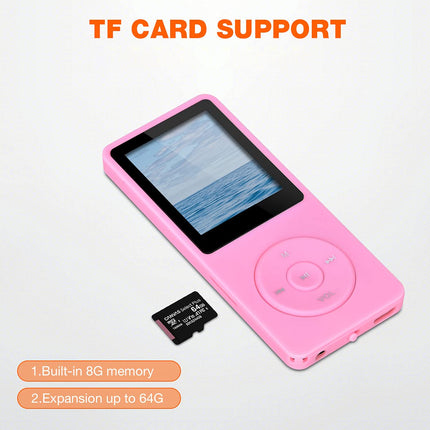 MP3/MP4 Player, Lychee Upgrade, 8 GB Digital Music Player, Portable HiFi Sound with Video/Voice Recording/FM Radio/E-Book Reader, Supports up to 64 GB (Pink)