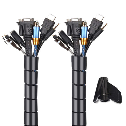 MOSOTECH universaalne kaabliümbris 2x3m painduv kaablikanal juhtme korraldaja kaablikatte kaitsesüsteem teleri, arvuti ja kodukino jaoks - must (300x ∅28mm, 300x∅22m)