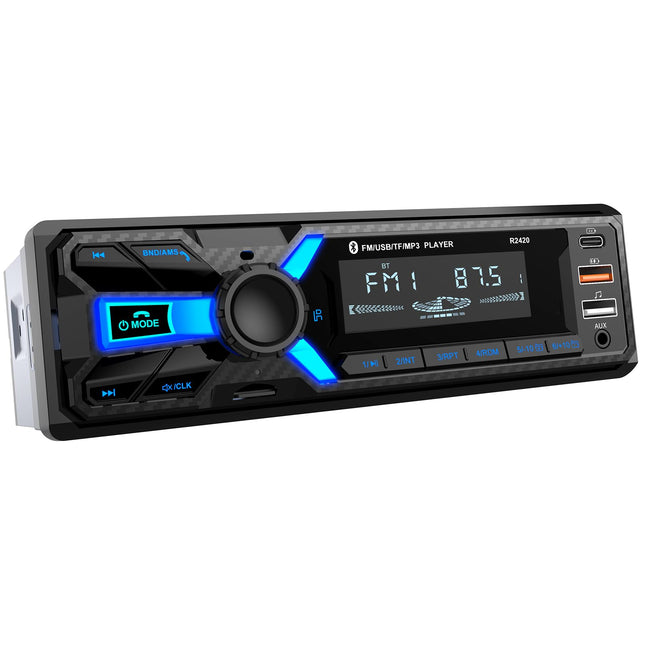 RDS autoraadio Bluetooth, Wistrue autoraadio C-tüüpi laadimispordiga, FM/AM 1DIN raadio Bluetooth-käed-vabad süsteemiga, MP3-mängija/2 USB/AUX/SD