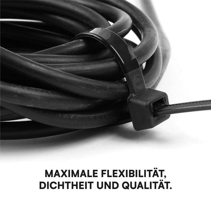 1200 musta kaablisidet, 150 mm, väikese läbimõõduga UV-kindel elektripaigaldus - valmistatud nailonist 6.6, tõmbetugevus 18 kg, iselukustuv, libisemiskindel, tule- ja külmakindel - 150x3,5 mm