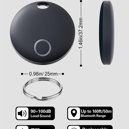 Reyke Smart Tag Pro, kohvri jälgija, mis ühildub Apple Find My rakendusega (ainult iOS), võtmeleidja võtmetele, pagasile, kohvrile, rahakotile, IP67 veekindel, 4 tk pakis