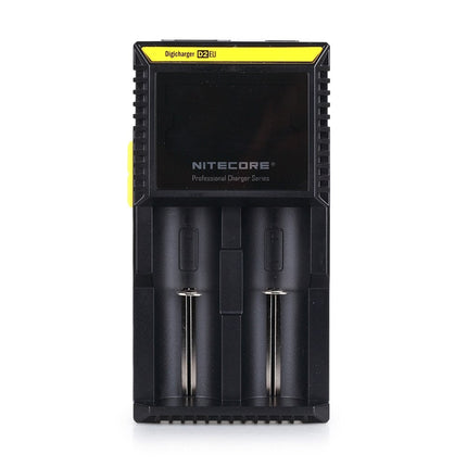 NiteCore D2 EU Intellicharger intelligentne nutikas universaalne LCD-ekraaniga topeltakulaadija must 18650 18350 26650 AAA AA CR123A akudele