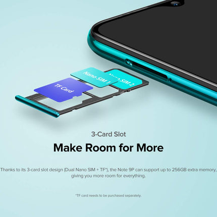 Ulefone Note 9P Smartphone Android 10, 6.52'' Mobile Phone without Contract 16MP Quad Camera, Octa-Core 4GB + 64GB, 3-Card Slot, Dual-SIM, 4500mAh Battery OTG, Face Unlock + Fingerprint Aurora