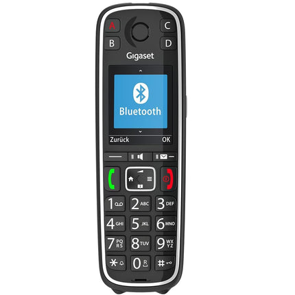Gigaset E720HX - DECT-telefonitoru laadimisalusega - Juhtmeta seenioride telefon ruuteri ja DECT-aluse jaoks - Bluetooth ja kõnepult koos teadaandega, must [saksakeelne versioon] [ilma aluseta]