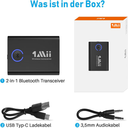 1Mii Bluetooth 5.3 adapter teleri ja kõrvaklappide ühendamiseks, 2-ühes saatja ja vastuvõtja, aptX adaptiivne ja HD juhtmevaba heli saatja ja vastuvõtja pesa 3.5 stereosüsteemile, lennukile ja MP3-le - täiustatud