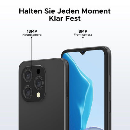 DOOGEE N55 Android 15 nutitelefon lukustamata 128 GB ROM + 16 GB RAM (2 TB TF) mobiiltelefon ilma lepinguta, kaheksatuumaline 90 Hz 6,56" HD+ nutitelefon odav 5150 mAh 13 MP + 8 MP, kahekordne 4G SIM-kaardita mobiiltelefon, näotuvastus/GPS/OTG