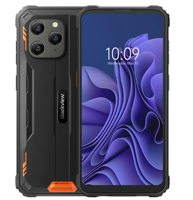 Blackview Outdoor Smartphone Without Contract BV5300, ArcSoft® 13MP+5MP, 4GB+32GB(1TB Expansion), 3 Card Slots, Android 12 DUAL SIM IP68 Waterproof Smartphone, 6.1'' HD+, 6580mAh Battery, GPS Orange