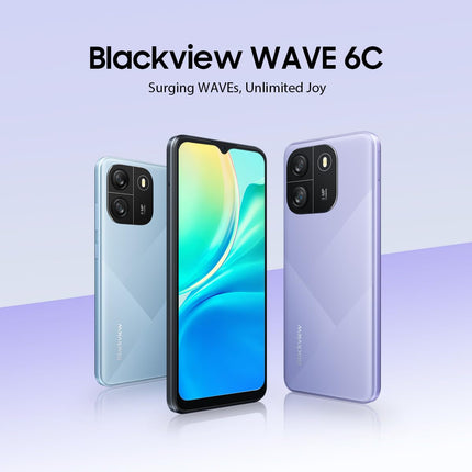 Blackview Wave 6C 4G nutitelefon ilma lepinguta, soodne, 6,5'' HD+, kaheksatuumaline 4GB+32GB (1TB väline SD), 5MP+8MP, 5100mAh aku, Android 13 DUAL SIM mobiiltelefon, Smart-K Box kõlar, GPS must