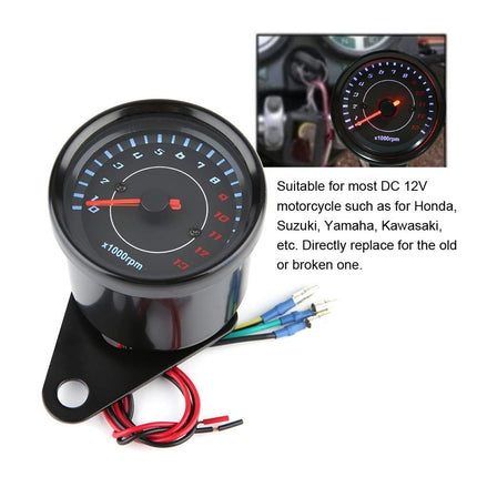 Electronic Tachometer, DC 12V Universal Motorcycle LED Backlight Tachometer Electronic Tachometer