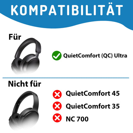 Adhiperi vahetuskõrvapadjad Bose QuietComfort (QC) Ultra juhtmevabadele kõrvaklappidele, pehmest proteiinnahast kõrvapadjad, suure tihedusega mürasummutav vaht (must)