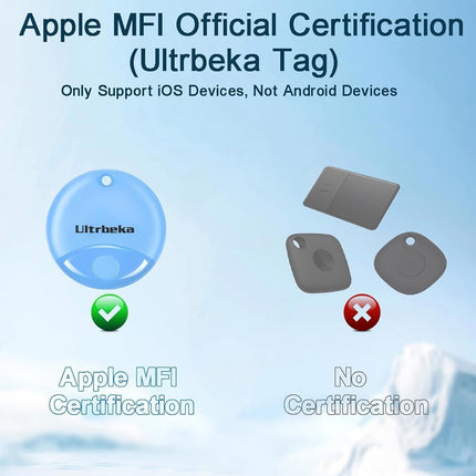 Ultrbeka Air Tag Key Finder 4-Pack MFi-Certified Tracker Compatible with Find My App (iOS Only), Item Finder for Keys, Luggage, Suitcases, Pets – Waterproof &amp; Replaceable Battery