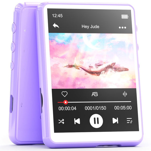 MECHEN Bluetooth 5.3 MP3-mängija puutetundliku ekraaniga, 64 GB MP3-mängija kõlariga, HiFi-heli, FM-raadio, muusika, video, e-raamatud, diktofon, kaitseümbris kaasas