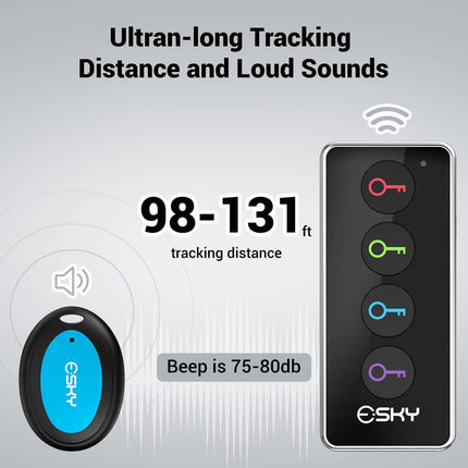 Esky Key Finder, Key Finder Whistle with RF Wireless Key Finder with LED Flashlight Item Tracker Keychain Beeper for Keys Wallet Cell Phone Luggage 4 Receivers
