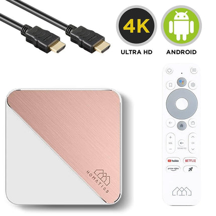 Homatics Box R 4K Plus Android 11 teleri meediapleier (32 GB välkmälu, Google, Netflix 4K Dolby Vision ja Atmos, Disney+, Prime Video, 4K UHD, AV1, 1 Gbit, DTS, HDR10+, WiFi 6, Bluetooth 5.0, valge)